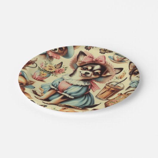 Assiettes En Carton Cute Chihuahua Peinture Chiot (Angle)
