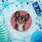 Assiettes En Carton Cute Chihuahua Portrait de pastel fuchsia (Fête)