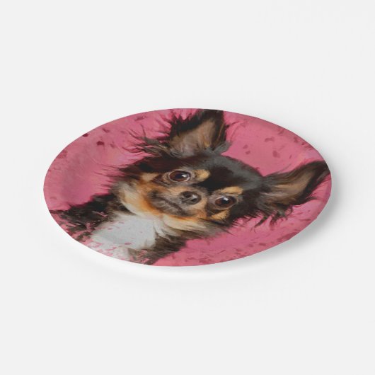 Assiettes En Carton Cute Chihuahua Portrait de pastel fuchsia (Angle)