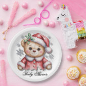 Assiettes En Carton Cute Christmas Bear and Snowflakes (Fête)