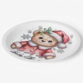Assiettes En Carton Cute Christmas Bear and Snowflakes (Angle)