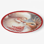 Assiettes En Carton Cute Christmas Kids Plates with Santa Rudolph (Angle)