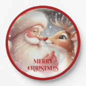 Assiettes En Carton Cute Christmas Kids Plates with Santa Rudolph (Devant)