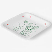 Assiettes En Carton Cute Christmas Reindeer Square (Angulaire)