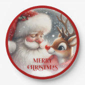 Assiettes En Carton Cute Christmas Santa and Rudolph Paper Plates (Devant)