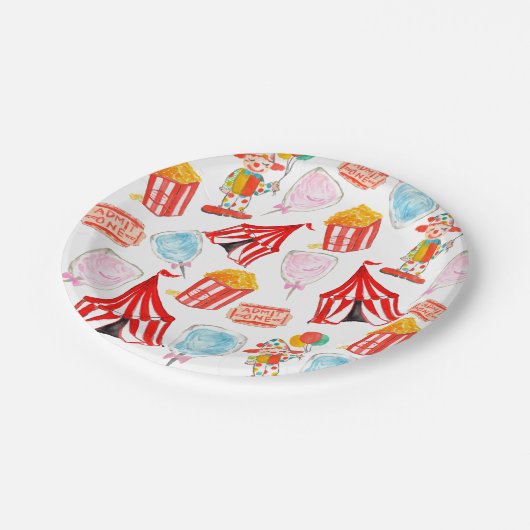 Assiettes En Carton Cute cirque carnaval enfants plaques de papier fêt (Angle)