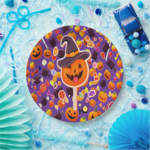 Assiettes En Carton Cute Citrouille d'Halloween