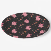 Assiettes En Carton Cute Cochon Piggy avec Coeur rose Motif Style noir (Angle)