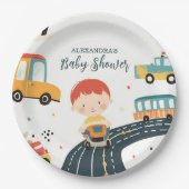 Assiettes En Carton Cute Colorée Voitures Baby shower Garçon (Devant)