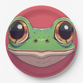 Assiettes En Carton Cute Colorful Frog Face – Funny Cartoon Frog Plate