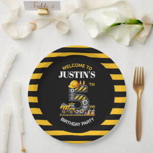 Assiettes En Carton Cute Construction 5e fête d'anniversaire