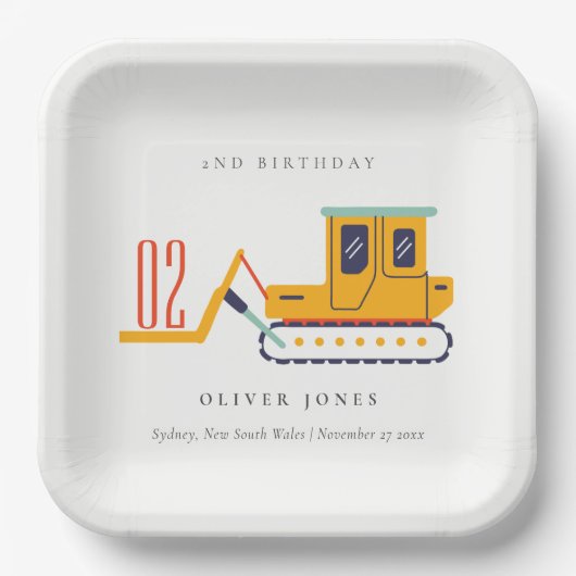 Assiettes En Carton Cute Construction Fourche Ascenseur N'Importe Quel (Recto)