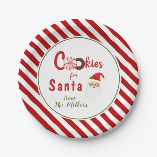 Assiettes En Carton Cute Cookies pour Père Noël aquarelle (Devant)