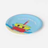 Assiettes En Carton Cute Crab Beach 1er anniversaire (Angle)