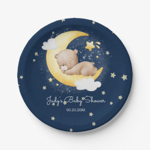 Assiettes En Carton Cute Crescent Marine Lune Teddy Bear Baby shower