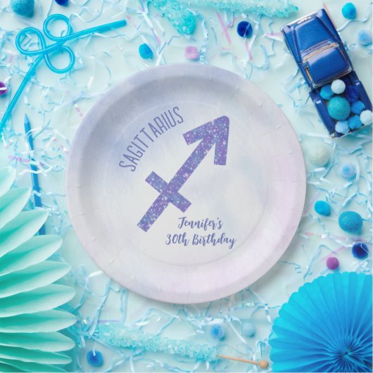 Assiettes En Carton Cute Custom Sagittarius Purple Anniversaire (Fête)
