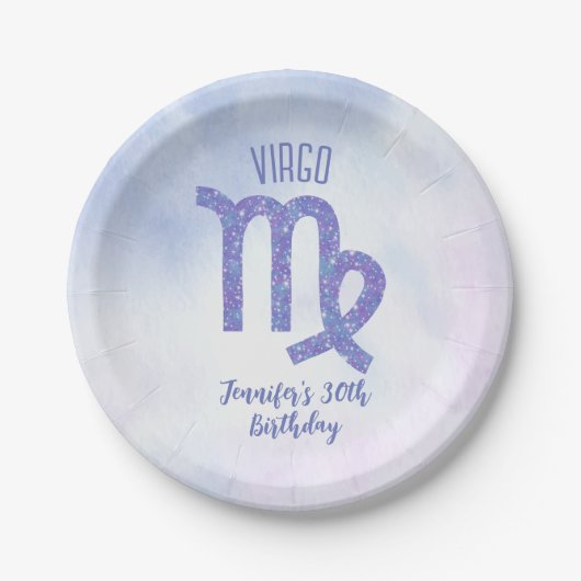 Assiettes En Carton Cute Custom Virgo Purple Astrologie Anniversaire (Devant)