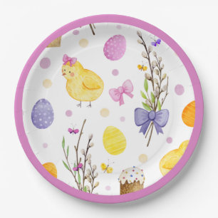 Assiettes En Carton Cute de Pâques et oeufs Pastel