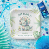 Assiettes En Carton Cute Dino Jungle Triceratops Dinosaur Baby shower (Fête)