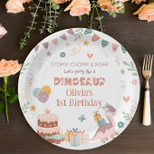 Assiettes En Carton Cute Dino Roar Plaques de fête d'anniversaire