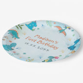 Assiettes En Carton Cute Dinosaur 1er anniversaire (Angle)