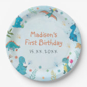 Assiettes En Carton Cute Dinosaur 1er anniversaire (Devant)