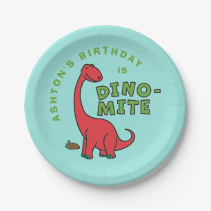 Assiettes En Carton Cute Dinosaur Dino-Mite design d'anniversaire cust