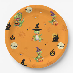 Assiettes En Carton Cute Dinosaur jouer tour citrouille pour traiter h
