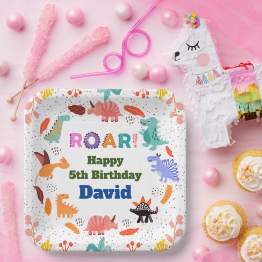Assiettes En Carton Cute Dinosaur thème anniversaire plaques de papier (Fête)