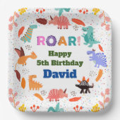 Assiettes En Carton Cute Dinosaur thème anniversaire plaques de papier (Recto)