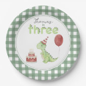 Assiettes En Carton Cute Dinosaur Three-rex Birthday (Devant)