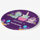 Assiettes En Carton Cute Dinosaur Unicorn arc-en-ciel enfant d'anniver (Angle)