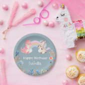 Assiettes En Carton Cute Dinosaur Unicorn arc-en-ciel Fleur anniversai (Fête)