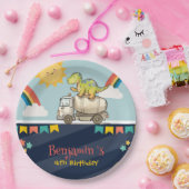 Assiettes En Carton Cute dinosaure camion ciment Rainbow School Annive (Fête)