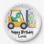Assiettes En Carton Cute dinosaure Construction Camion garçon B2S Anni (Devant)