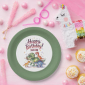 Assiettes En Carton Cute Dinosaure Personnalisé Plaques Papier Anniver (Fête)