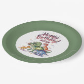 Assiettes En Carton Cute Dinosaure Personnalisé Plaques Papier Anniver (Angle)