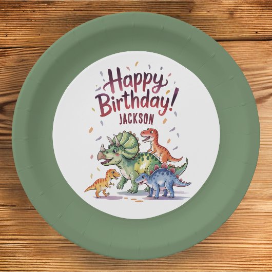 Assiettes En Carton Cute Dinosaure Personnalisé Plaques Papier Anniver