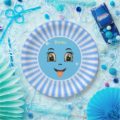 Assiettes En Carton Cute Divine Happy Face & Blue Rays (Fête)