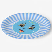 Assiettes En Carton Cute Divine Happy Face & Blue Rays (Angle)