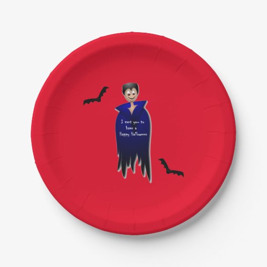 Assiettes En Carton Cute Dracula Halloween (Devant)