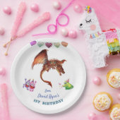 Assiettes En Carton Cute Dragon Monsters Coeurs Garçon Premier Anniver (Fête)