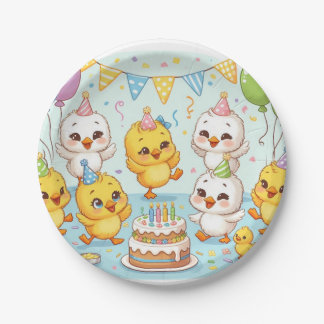 Assiettes En Carton Cute Ducklings Danser Anniversaire Plaque Papier