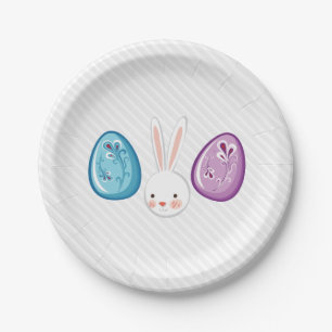 Assiettes En Carton Cute Easter Bunnyy Oeufs Chasse et plaque de papie