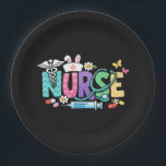 Assiettes En Carton Cute Easter Nurse Medical Humor<br><div class="desc">Colorful lettering with a nurse hat,  stethoscope,  flowers and playful medical symbols. A cheerful graphic celebrating caring nurses and healthcare professionals during the Easter season with a bright and friendly hospital atmosphere.</div>
