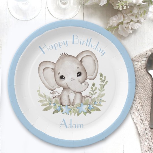Assiettes En Carton Cute Elephant Anniversaire Boy Party Plaques papie