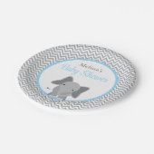 Assiettes En Carton Cute Elephant Chevron Baby shower bleu clair (Angle)