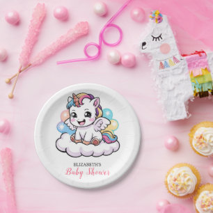 Assiettes En Carton Cute Fairytale Unicorn Baby shower