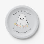 Assiettes En Carton Cute Fantôme Halloween Gris (Devant)