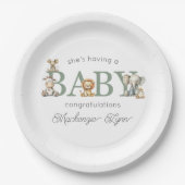 Assiettes En Carton Cute farci Animaux Baby shower neutre genre (Devant)